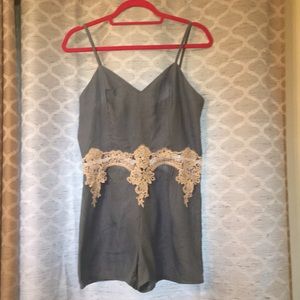 Chambray and lace romper size 6